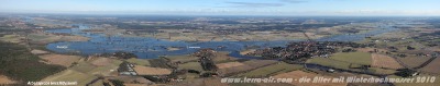Luftbildpanorama der Aller im Winter und terra-air services